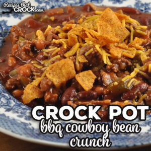 This Crock Pot BBQ Cowboy Bean Crunch is easy to make, filling and delicious. It is perfect any time of year.