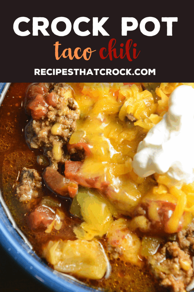 Our Crock Pot Taco Chili is a hearty soup with savory beef, tomatoes, peppers and zucchini. Taco seasoning and cumin add a smoky flavor to this zesty twist on traditional chili.