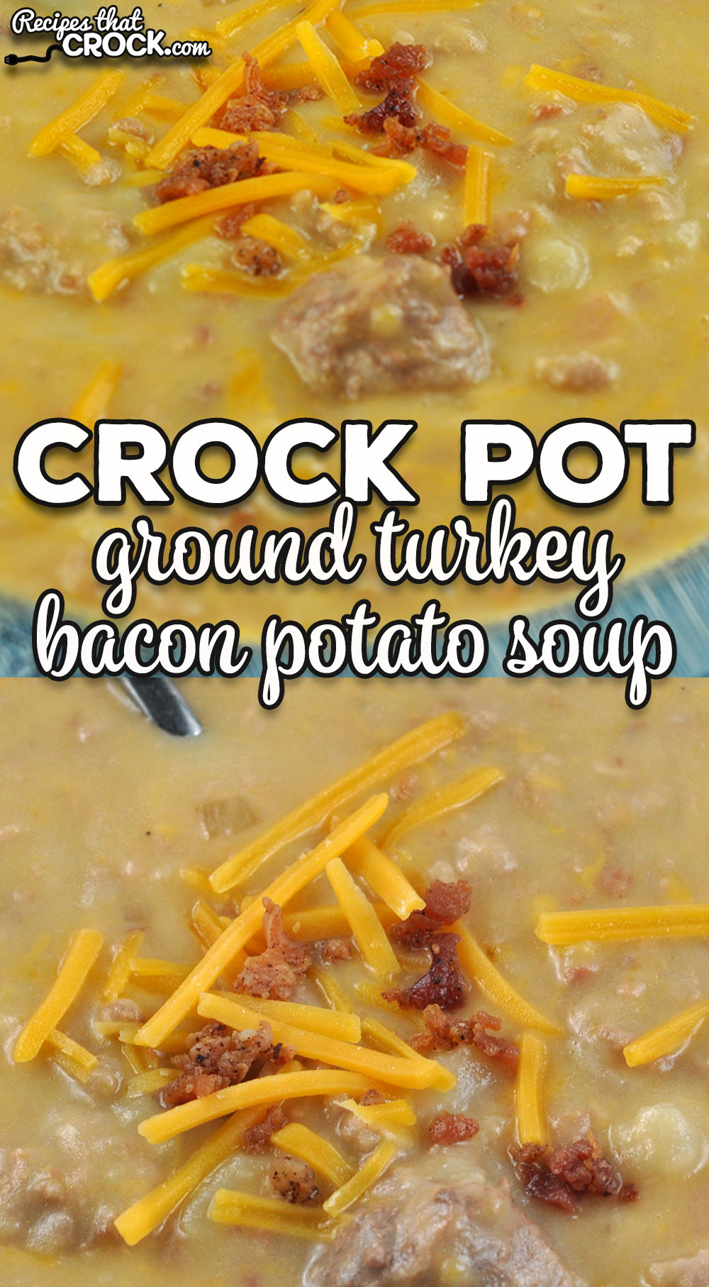If you love our Crock Pot Beefy Potato Soup but want to save some money, check out this delicious Ground Turkey Crock Pot Bacon Potato Soup.