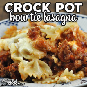 This Bow Tie Crock Pot Lasagna is a twist on the original. It is super easy to make, cooks quickly and is popping with flavor!
