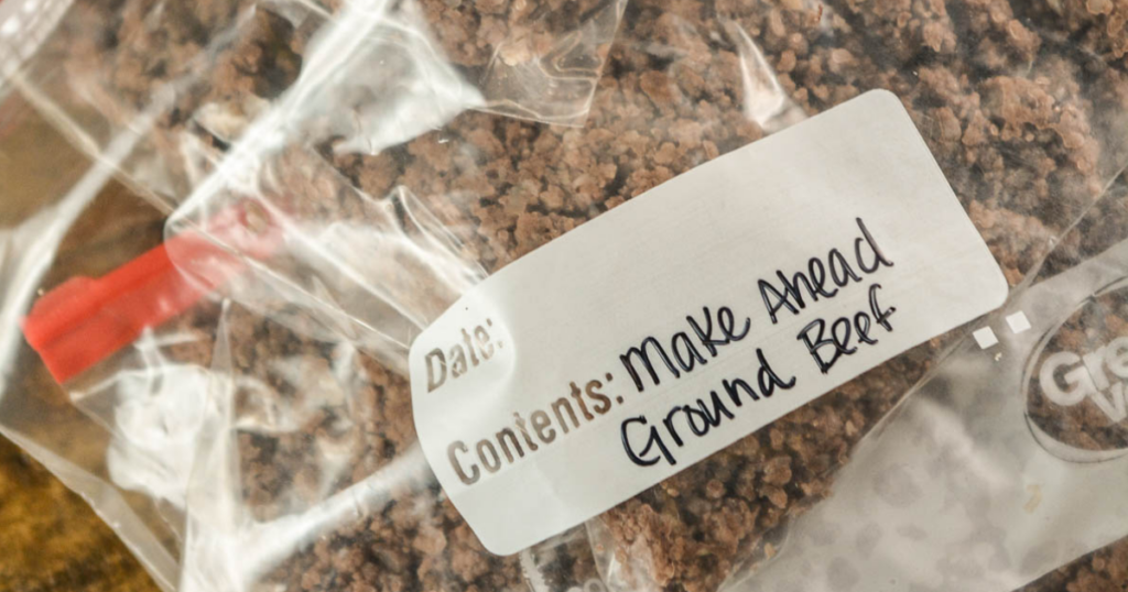 Do you like ground beef recipes, but dread the extra browning step? Do your future self a favor and try our make ahead ground beef. One batch of our freezer browned ground beef makes enough pre-cooked hamburger for up to four recipes!