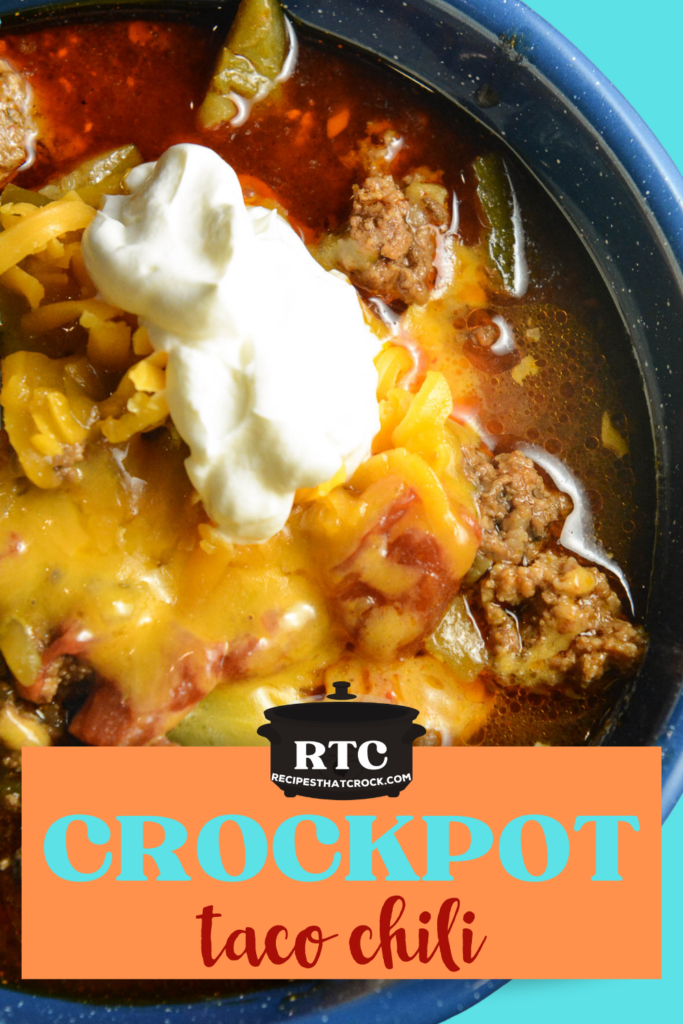 Dinner is DONE before the chaos even starts! This Crockpot Taco Chili is the ultimate set-it-and-forget-it slow cooker dinner the whole family will love. Just brown the beef, dump everything in and let the crockpot do the work. Kids devour it every time and it's a sneaky way to get them to eat their veggies too! Perfect for busy weeknight dinners, meal prep Sunday and feeding picky eaters. Save this easy crockpot dinner recipe now!
