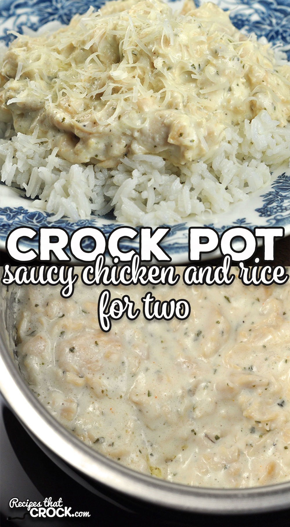 This delicious Saucy Crock Pot Chicken and Rice for Two has a secret ingredient that helps make it easier on your budget and super quick to make!