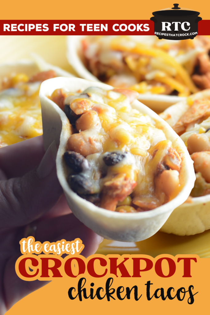 Are you looking for recipes your teen can make on their own? Start here! The Easiest Crockpot Chicken Tacos Ever is the perfect beginner recipe for teens. With just 5 minutes of prep and a handful of simple ingredients the slow cooker does all the work. This dump-and-go meal is so delicious that everyone will be asking for seconds (and asking your teen for the recipe!). A great way to build kitchen confidence and get kids excited about cooking. Perfect for busy weeknights too!
