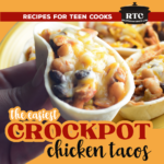 Are you looking for recipes your teen can make on their own? Start here! The Easiest Crockpot Chicken Tacos Ever is the perfect beginner recipe for teens. With just 5 minutes of prep and a handful of simple ingredients the slow cooker does all the work. This dump-and-go meal is so delicious that everyone will be asking for seconds (and asking your teen for the recipe!). A great way to build kitchen confidence and get kids excited about cooking. Perfect for busy weeknights too!